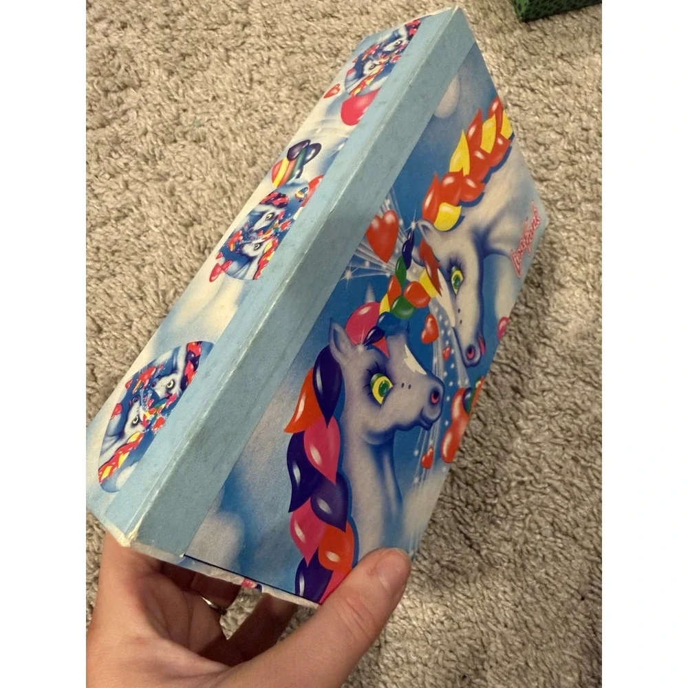 1980s‎ Vintage Lisa Frank Unicorn Rainbow Love Hearts Pencil Cardboard Box